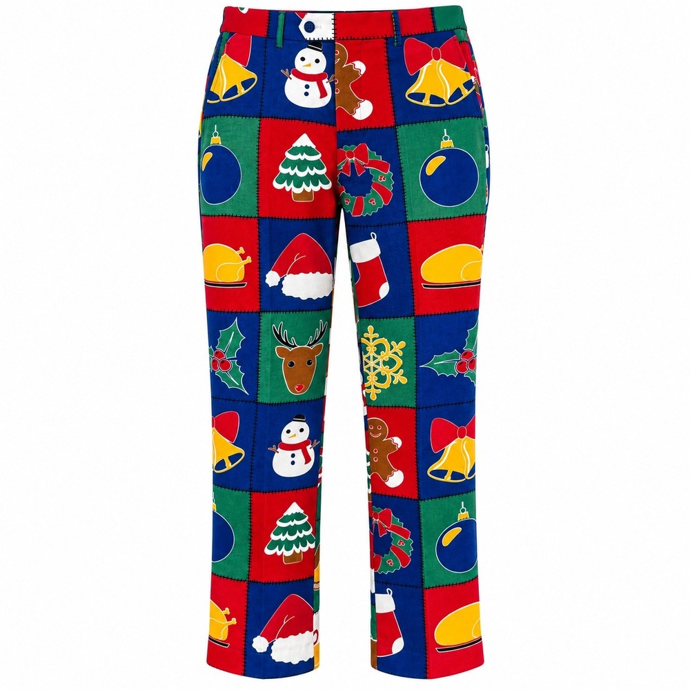 OppoSuits Ugly Christmas Patchwork Dress Pants Men Size 42 Holiday Party Kitsch